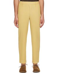 Homme Plissé Issey Miyake - Homme Plissé Issey Miyake Yellow Tailored Pleats 1 Trousers - Lyst