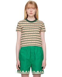 Bode - T-shirt vert et à motif scottie en tricot jacquard - Lyst