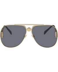 Versace - Gold Medusa biggie Pilot Sunglasses - Lyst