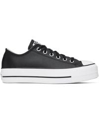 Converse - Black Chuck Taylor All Star Platform Leather Sneakers - Lyst