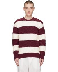 Dries Van Noten - Off-white & Burgundy Striped Sweater - Lyst