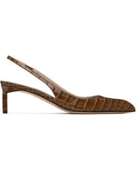 Tom Ford - Khaki Shiny Stamped Crocodile T Slingback Heels - Lyst
