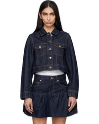 Ganni - Cropped Denim Jacket - Lyst