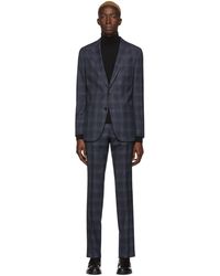 BOSS Navy Checkered Novan6 And Ben2 Suit - Blue
