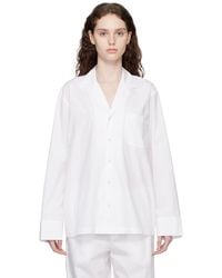 Skims - White Poplin Sleep Cotton Button Up Shirt - Lyst