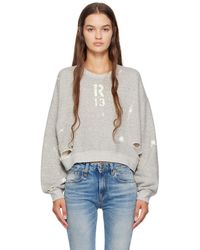 R13 - Ssense Exclusive Gray Cropped Sweater - Lyst