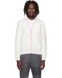 Thom Browne - Thom E Cotton 4-bar Milano Classic V-neck Cardigan - Lyst