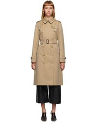 Burberry Beige Long Kensington Trench Coat - Natural