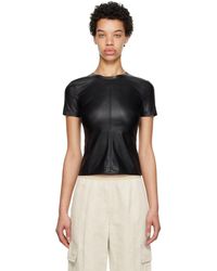 Helmut Lang - T-shirt ajusté noir en cuir synthétique - Lyst