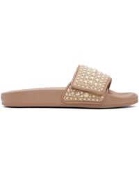 Jimmy Choo Taupe Fitz Slides in Black | Lyst