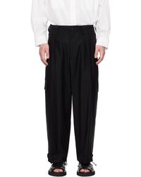 Yohji Yamamoto - Pantalon cargo noir à plis - Lyst