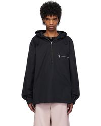 Dries Van Noten - Pull À Capuche Noir En Sergé De Coton - Lyst