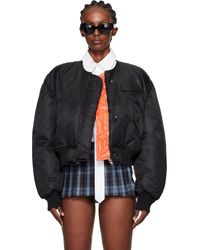 Pushbutton - Blouson Aviateur Rembourré Noir À Écusson À Logo - Lyst