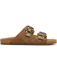 Burberry - Check Suede Urchin Sandals - Lyst