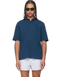 Ami Paris - Cotton Ami De Coeur Knitted Patch Polo - Lyst