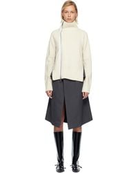 Sacai - Off- Stripe Doeskinwool Knit Midi Dress - Lyst