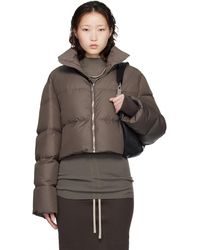 Rick Owens - Moncler + Taupe Cropped Cyclopic Down Jacket - Lyst