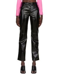 MSGM - Black Crinkled Faux-leather Pants - Lyst