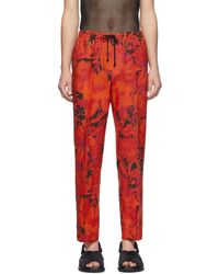 Dries Van Noten Red And Black Floral Drawstring Trousers