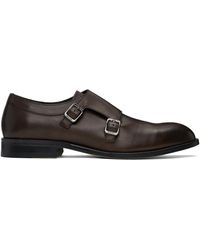 BOSS - Chaussures À Boucle Brunes En Cuir À Semelle Flexible - Lyst