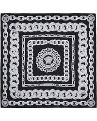 Versace - ブラック＆グレー メドゥーサ チェーン ラージ シルク スカーフ - Lyst