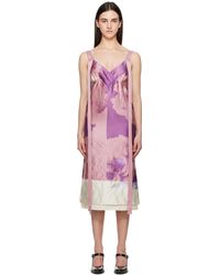 Erdem - ピンク＆パープル Vネック スリップ カクテル ミディアムドレス - Lyst