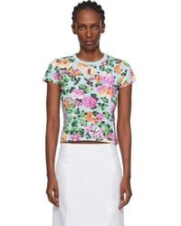 KENZO - T-Shirt Bleu À Motif Fleuri - Lyst