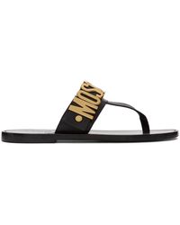 Sandales à logos Cuir Moschino pour homme en coloris Noir Homme Chaussures Sandales claquettes et tongs Sandales en cuir 