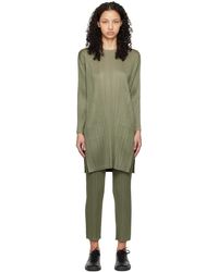 Pleats Please Issey Miyake - Robe courte monthly colors january verte - Lyst