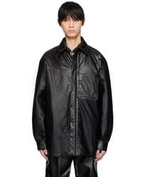 WOOYOUNGMI - Black Patch Pocket Faux-leather Shirt - Lyst