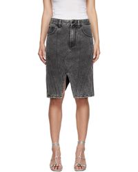 Mugler - Jupe Midi Grise En Denim À Assemblage En Spirale - Lyst
