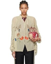 Bode - Taupe Flower Study Blouse - Lyst