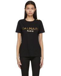 Balmain &ゴールド Tシャツ - ブラック