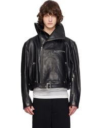 Rick Owens Porterville Micro Leather Biker Jacket in Black for Men