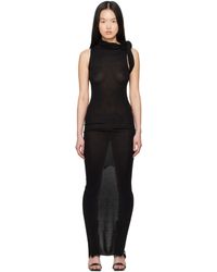 Rick Owens - Robe Longue T Noire À Ornement Torsadé - Lyst