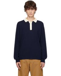 Drake's - ネイビー Rugby ニットポロシャツ - Lyst