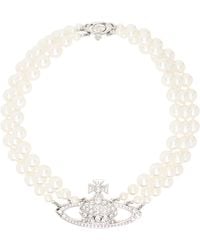 Vivienne Westwood - Three Row Pearl Bas Relief Choker - Lyst