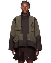Sacai - Khaki Suiting Bonding X Grosgrain Jacket - Lyst