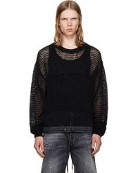 DSquared² - Pull Noir En Tricot À Mailles Ouvertes À Logo Manuscrit - Lyst