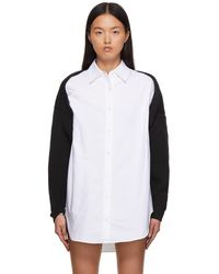 T By Alexander Wang Overlay Oxford Shirtknit Shrug Jumper - White