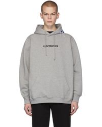 Vetements Grey Logo Hoodie - Gray