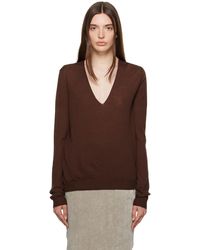 Rick Owens - Brown V-neck Sweater - Lyst