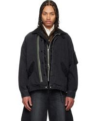 Sacai - Nylon Twill Denim Jacket - Lyst