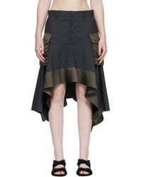 Sacai - Suiting & Nylon Twill Midi Skirt - Lyst