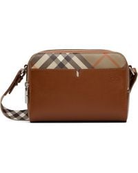 Burberry - Tan Pop Check Crossbody Bag - Lyst