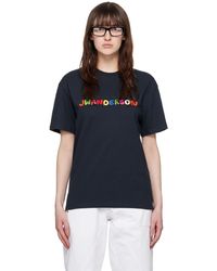 JW Anderson - ネイビー ロゴ刺繍 Tシャツ - Lyst
