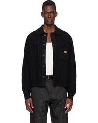 Versace - Mixed-Stitch Wool Knit Cardigan - Lyst