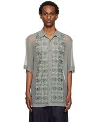 Dries Van Noten - Chemise bleue à motif graphique brodé - Lyst