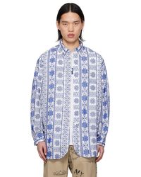 Engineered Garments - Enginee garments chemise bleu et blanc à motif graphique brodé - Lyst