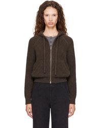 DUNST - Cardigan Brun En Tricot À Capuche - Lyst